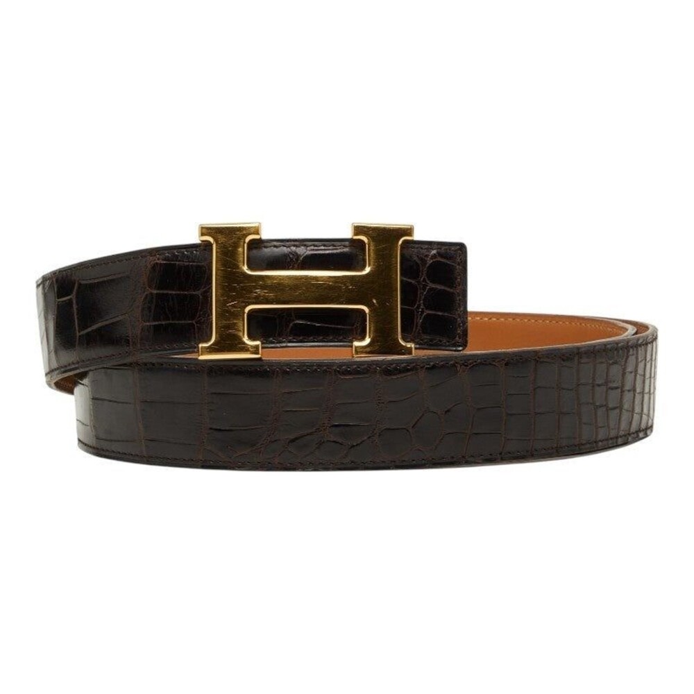 Hermes Constance H Alligator Belt Brown